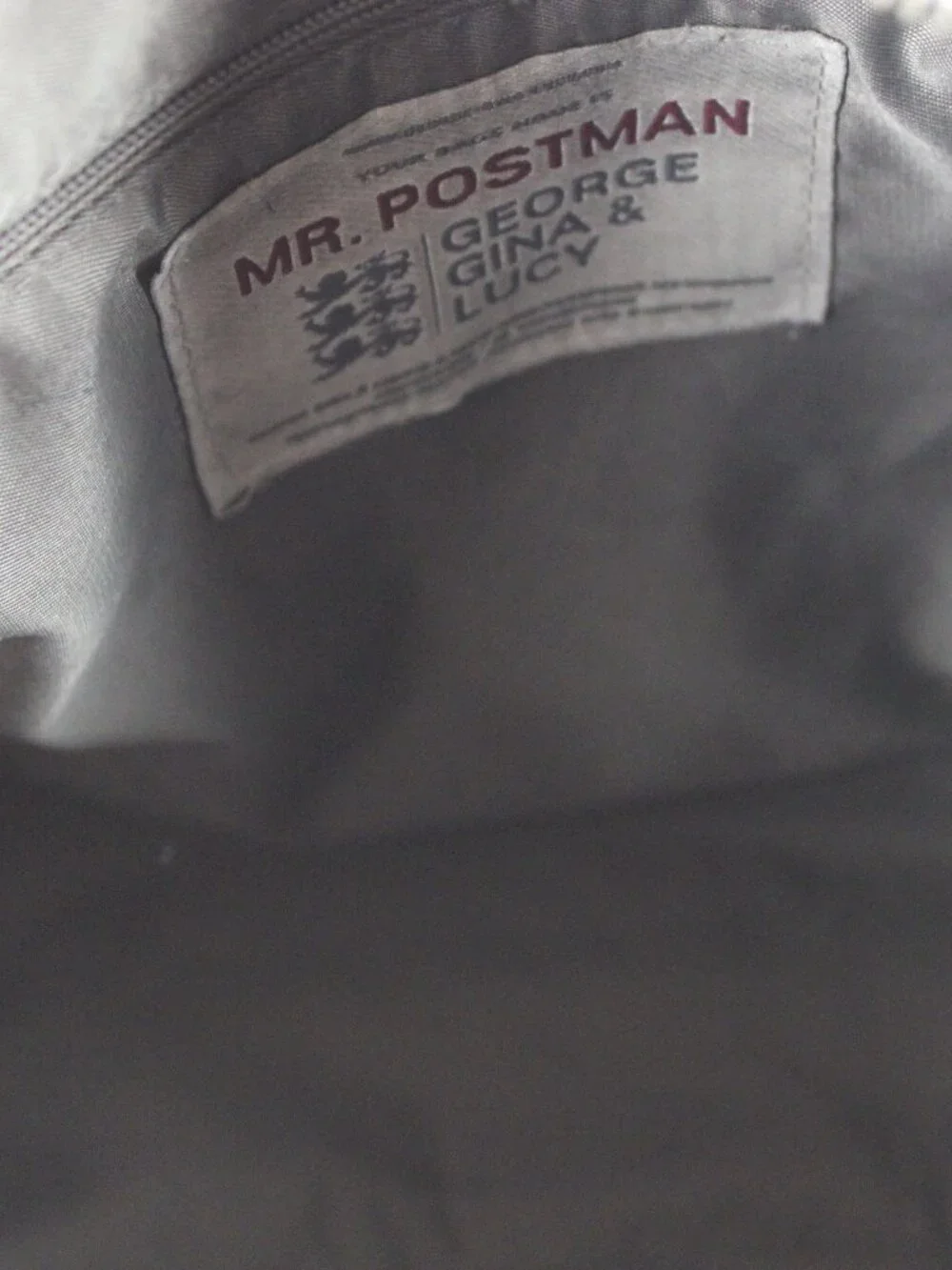 George Gina & Lucy Mr. Postman Gray Nylon Blue Detail Canvas Messenger Satchel - Picture 9 of 9